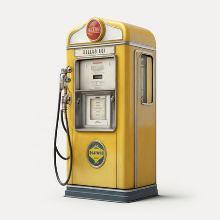 Retro petrol pump on a white background. 3d rendering.の素材