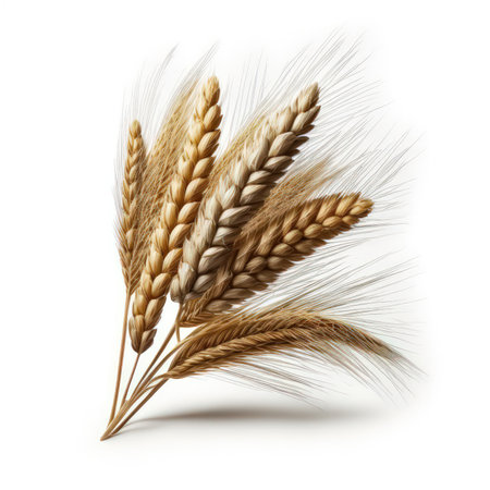 Spikelets of wheat on a white background. Vector illustration.の素材