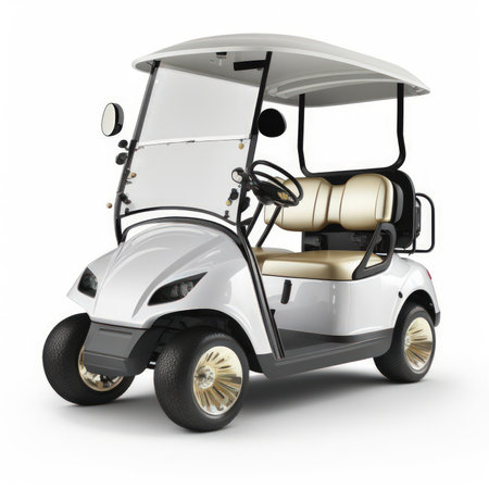 Golf cart isolated on white background. 3D illustration. Side view.の素材