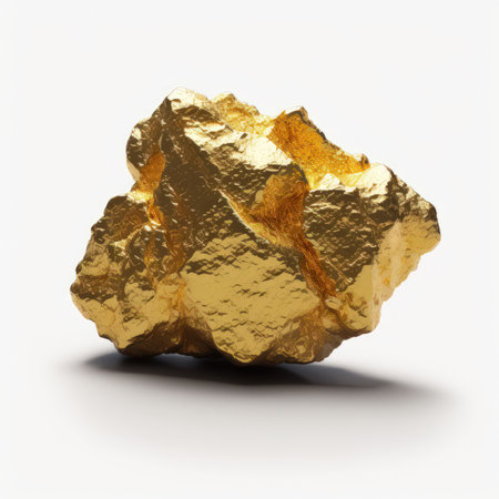 Gold nugget isolated on white background. 3d render.の素材