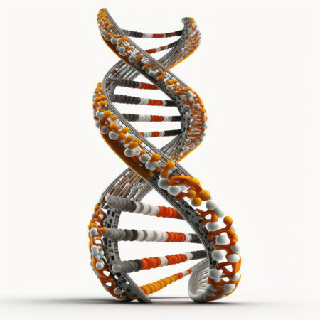 DNA structure isolated on white background. 3d render illustration with clipping pathの素材