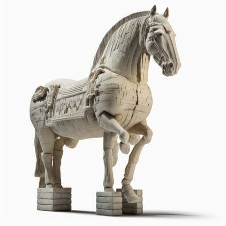 Horse sculpture isolated on white background. 3D illustration, clipping pathの素材