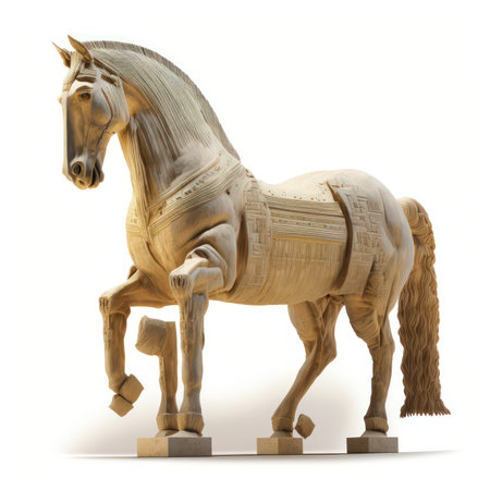 Horse statue isolated on white background. 3D illustration. High resolutionの素材