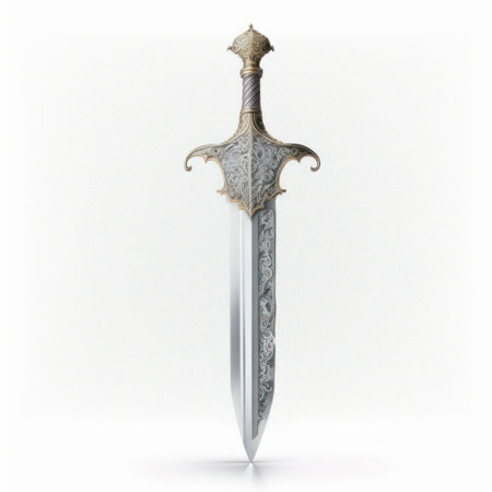Medieval sword isolated on a white background. 3d illustration.の素材