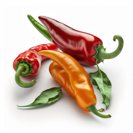 Hot chili peppers isolated on white background. 3d render illustration.の素材