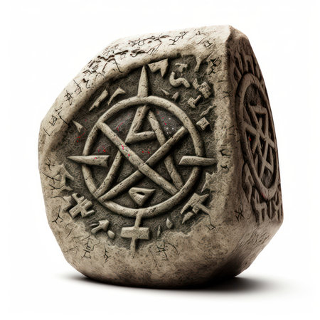 3d rendering of a stone cross in the shape of a skullの素材