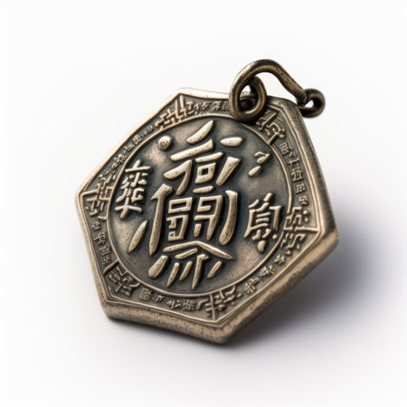 Chinese calligraphy amulet isolated on white background with clipping path.の素材