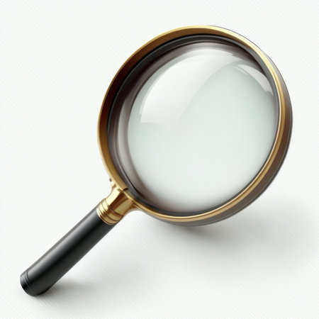 Magnifying glass on a white background. 3d render image.の素材