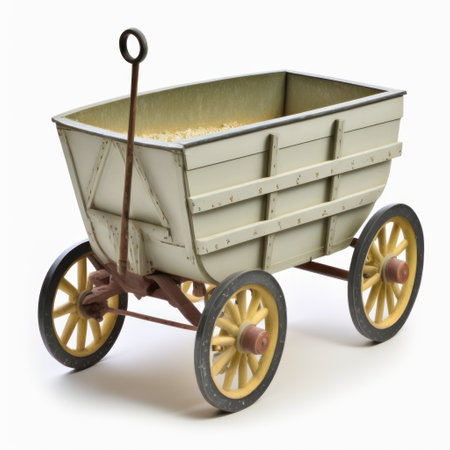 Old wooden wagon isolated on a white background. 3d render.の素材