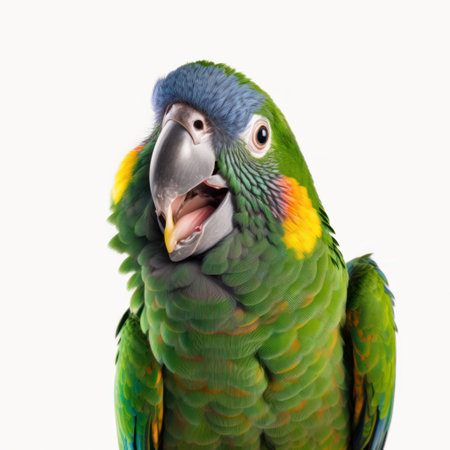 Portrait of a colorful parrot isolated on a white background.の素材
