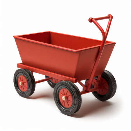 Red wagon isolated on a white background. 3d render image.の素材