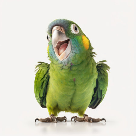 Colorful parrot isolated on white background. Green parrot.の素材