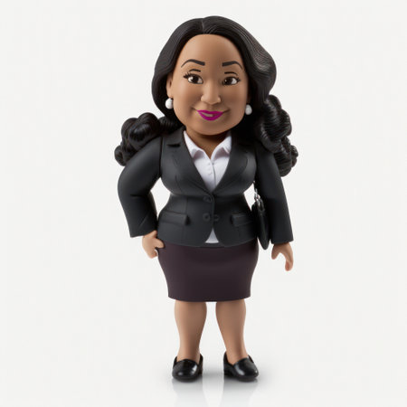 3D Illustration of a Businesswoman in a Suit with a Smileの素材