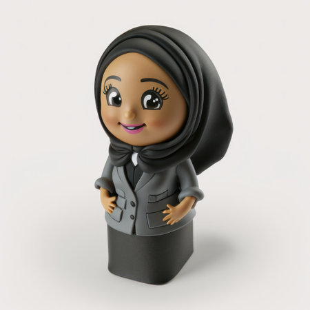 3D Render of Cartoon Muslim Businesswoman - 3D Illustrationの素材