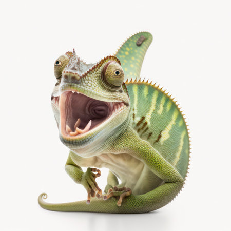 Chameleon on white background. Isolated. Studio shot.の素材