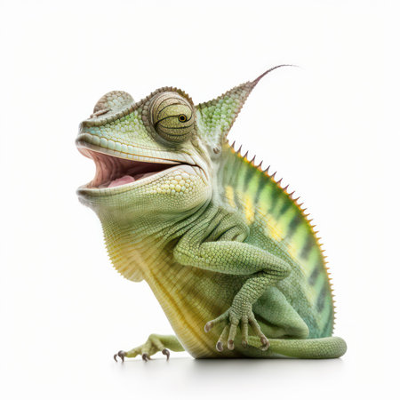 Chameleon on white background. Isolated on white background.の素材