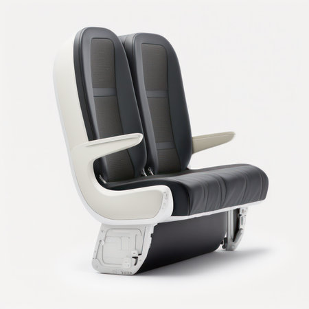 Airplane seat isolated on a white background. 3d rendering.の素材