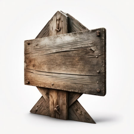 Wooden signboard isolated on white background. 3d illustration.の素材