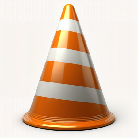 Traffic cone on a white background. 3d render image.の素材
