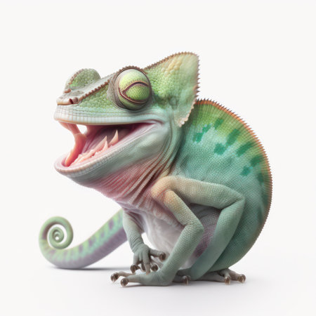 Panther chameleon isolated on a white background. 3d illustrationの素材