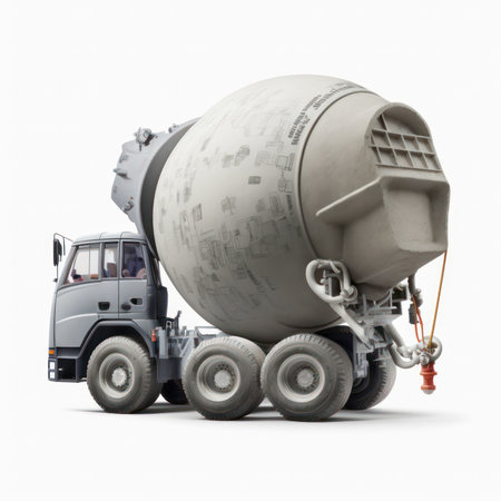 Concrete mixer truck isolated on white background. 3d rendering.の素材