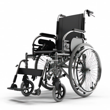 Wheelchair isolated on white background. 3D illustration. Side view.の素材
