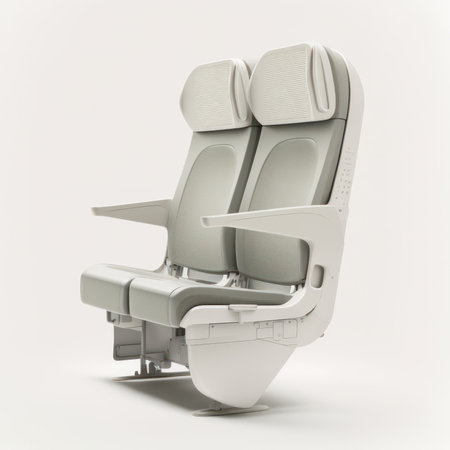 Airplane seat isolated on a white background. 3d rendering.の素材
