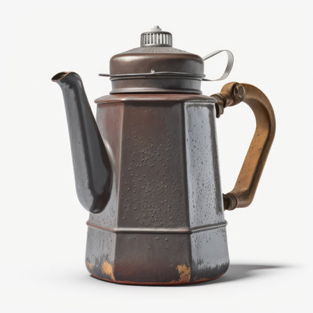 Vintage coffee pot isolated on white background. 3D illustration.の素材