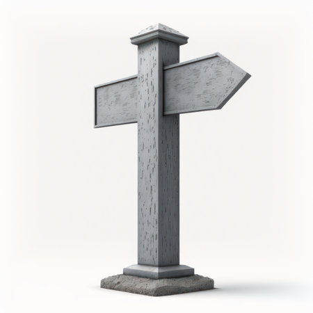 Wooden signpost isolated on white background. 3D illustration.の素材