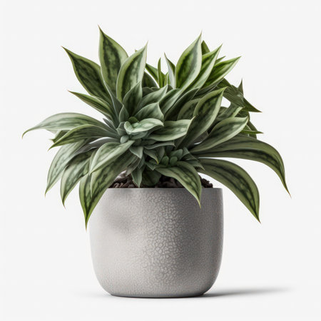 Houseplant in pot isolated on white background. 3D rendering.の素材