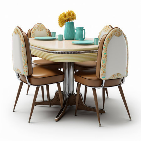 dining table and chairs on a white background. 3d renderingの素材