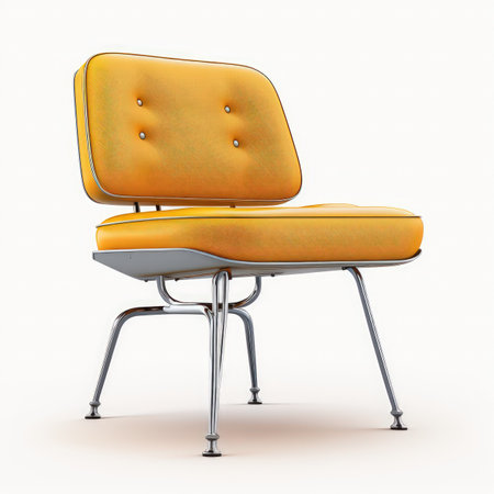 Yellow leather armchair isolated on white background. 3d render imageの素材