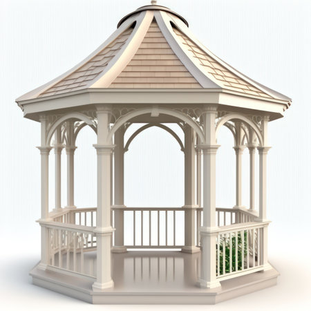 gazebo on a white background. 3d rendering.の素材