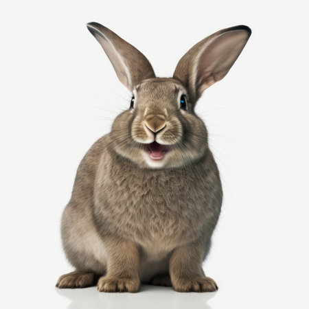 Rabbit isolated on white background. 3D illustration. Studio shot.の素材