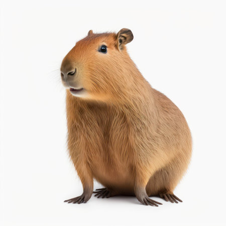 Capybara isolated on white background. Clipping path included.の素材
