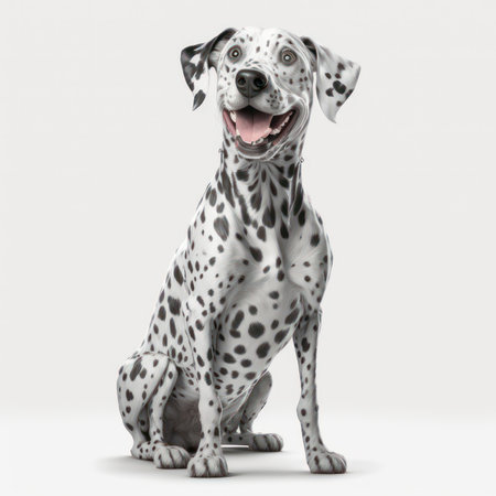 Dalmatian dog on a white background. 3D renderingの素材
