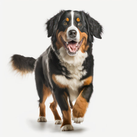 Bernese mountain dog, isolated on white background. Studio shot.の素材