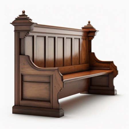 Wooden bench isolated on a white background. 3d render.の素材