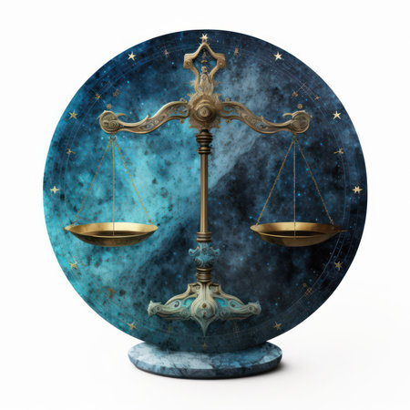 Libra with scales of justice isolated on white background. 3d illustrationの素材