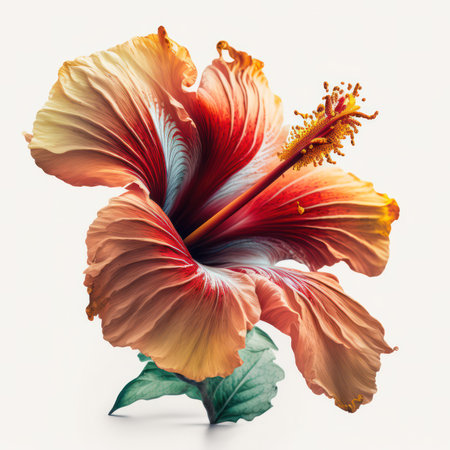 Hibiscus flower isolated on white background with clipping path.の素材
