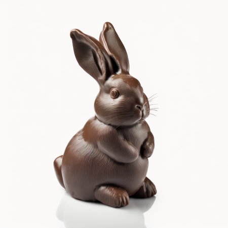 Chocolate easter bunny isolated on white background, clipping path includedの素材