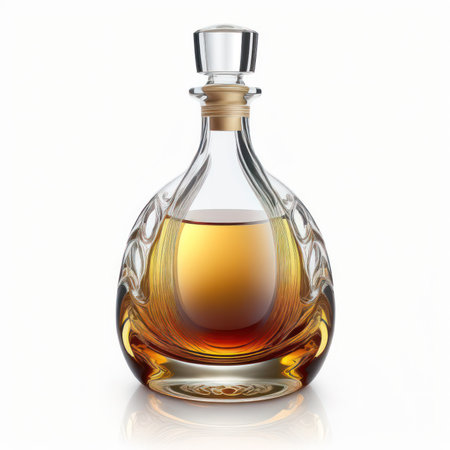 Cognac in a decanter isolated on a white backgroundの素材