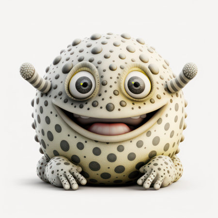 Funny monster isolated on a white background. 3d rendering.の素材