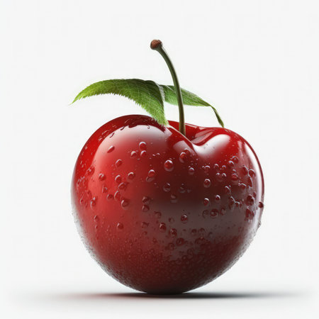 Red apple with water drops isolated on white background. 3d illustrationの素材