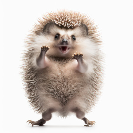 Cute little hedgehog isolated on white background. Studio shot.の素材