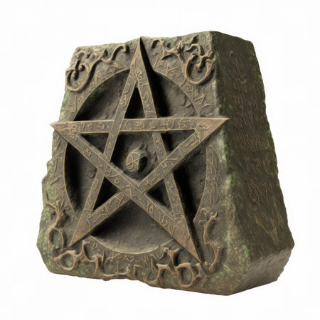 3d rendering of a stone with the image of the Star of Davidの素材