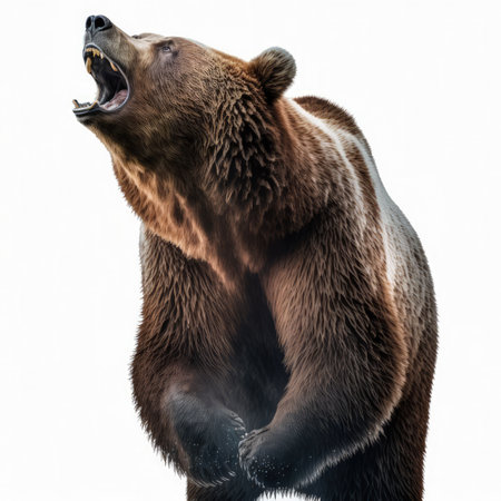 Grizzly bear isolated on white background. 3D illustrationの素材