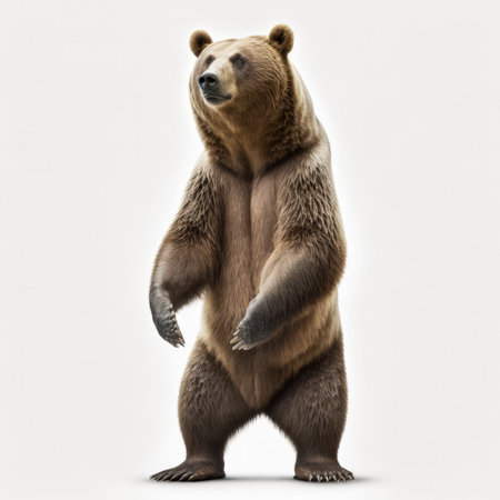 Brown bear isolated on white background. 3D illustration. Studio.の素材