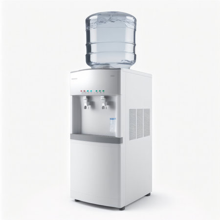 Modern water cooler isolated on a white background. 3d rendering.の素材