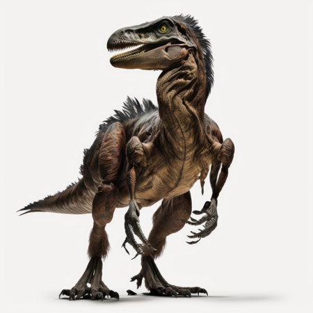 Dinosaur Velociraptor isolated on white background. 3D illustrationの素材